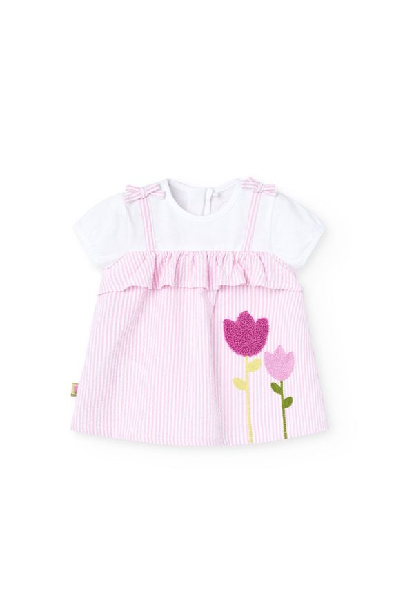 Poplin dress striped for baby -BCI
