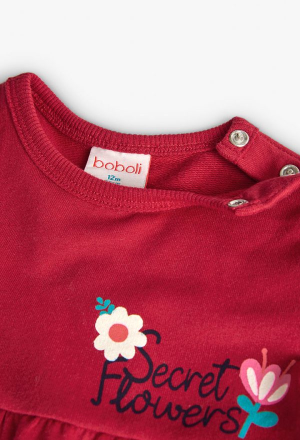 Boboli  Φόρεμα Μακό σε Κόκκινο / Μπορντώ Χρώμα και σχέδιο Secret Flowers - Image 3