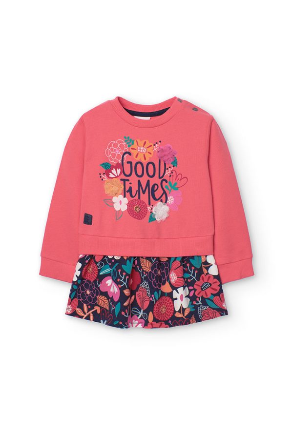 Boboli  Φόρεμα τύπου μπλούζα/φούστα με εσωτερική fleece επένδυση σε πορτοκαλί χρώμα  CASUAL PREPPY