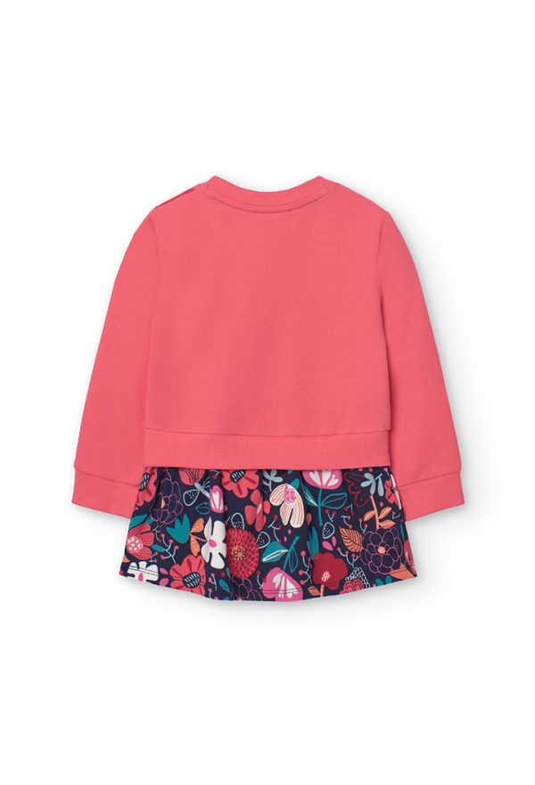 Boboli  Φόρεμα τύπου μπλούζα/φούστα με εσωτερική fleece επένδυση σε πορτοκαλί χρώμα  CASUAL PREPPY - Image 2