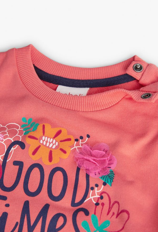 Boboli  Φόρεμα τύπου μπλούζα/φούστα με εσωτερική fleece επένδυση σε πορτοκαλί χρώμα  CASUAL PREPPY - Image 3