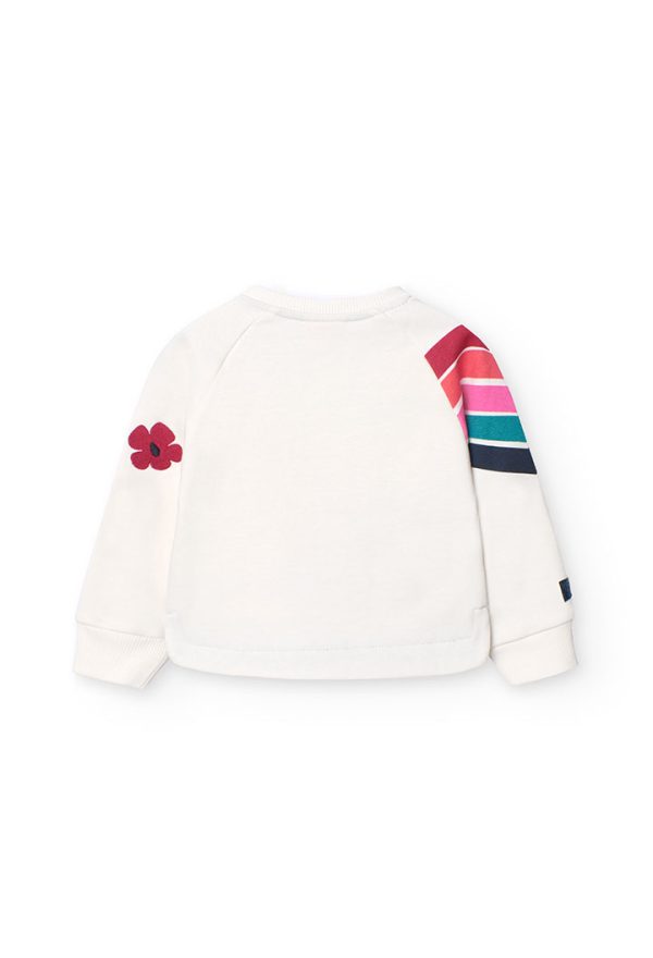 Boboli  Μπλούζα φούτερ σε λευκό χρώμα και σχέδιο Rainbow Casual Preppy - Image 2
