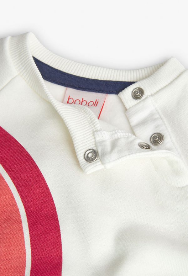 Boboli  Μπλούζα φούτερ σε λευκό χρώμα και σχέδιο Rainbow Casual Preppy - Image 3