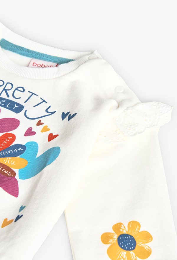 Boboli  Μπλούζα φούτερ σε λευκό χρώμα και σχέδιο CASUAL PREPPY - Image 3