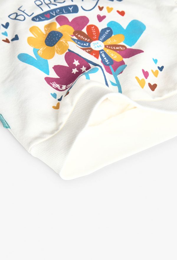 Boboli  Μπλούζα φούτερ σε λευκό χρώμα και σχέδιο CASUAL PREPPY - Image 4