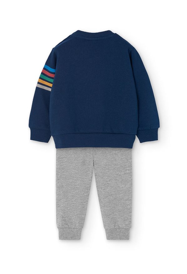 Boboli  Φόρμα με μπλε navy μπλούζα και γκρι μελανζέ παντελόνι - Image 2