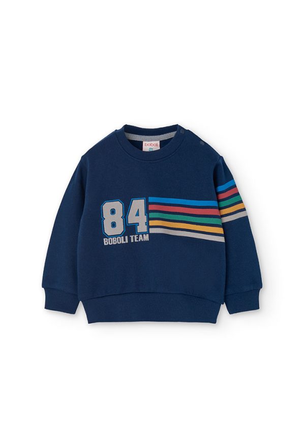 Boboli  Φόρμα με μπλε navy μπλούζα και γκρι μελανζέ παντελόνι - Image 3