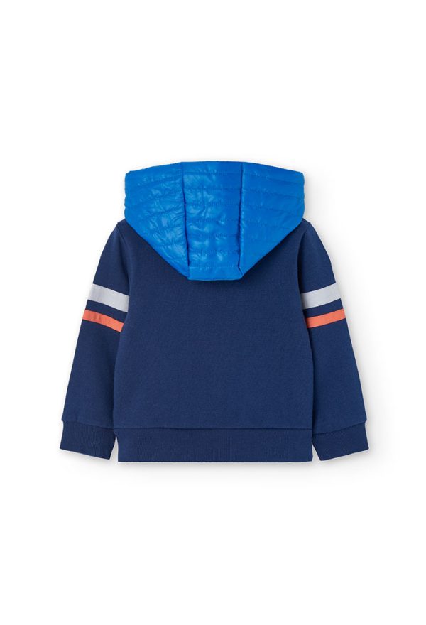 Boboli  Ζακέτα φούτερ σε μπλέ navy χρώμα με καπιτονέ λεπτομέρειες σε τσέπες και κουκούλα - Image 2