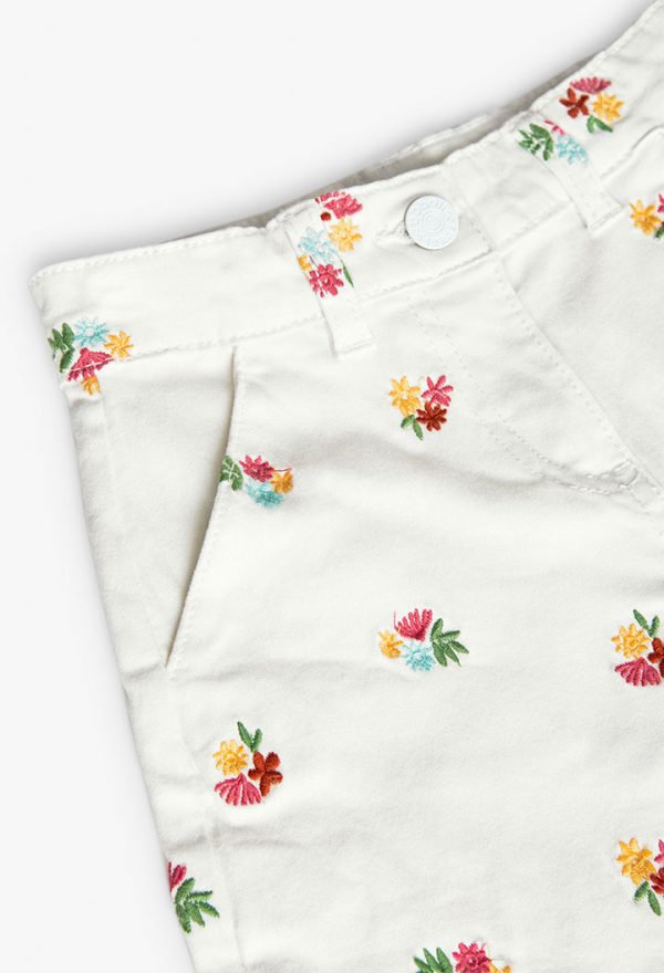 Twill bermuda shorts floral for girl -BCI - Image 3