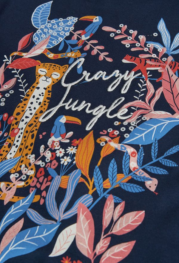 Boboli  Μπλούζα μακό σε μπλε navy χρώμα και σχέδιο CRAZY JUNGLE - Image 3