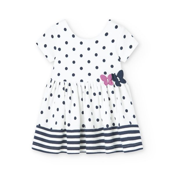 Φόρεμα Boboli Chic kidsμε μπλε πουα και εντυπωσιακή πλάτη