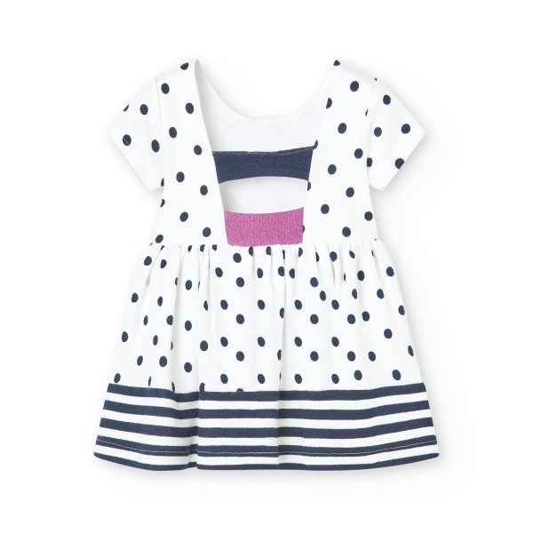 Φόρεμα Boboli Chic kidsμε μπλε πουα και εντυπωσιακή πλάτη - Image 2