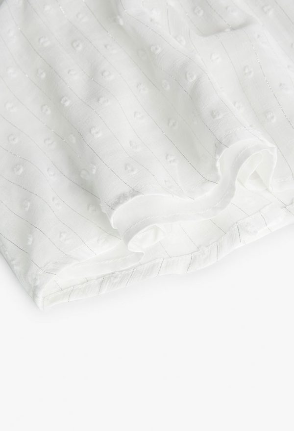 Boboli  Μπλούζα σιφόν σε off white χρώμα και ασημί πλέξη ROSE PETALS - Image 4