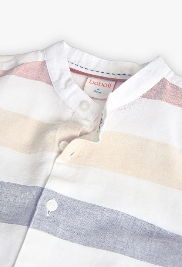 Shirt linen striped for boy -BCI - Image 3