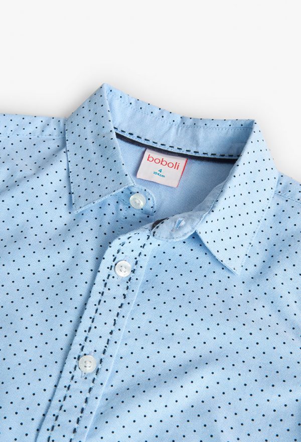 Boboli Chic Πουκάμισο σε γαλάζιο χρώμα με μπλε navy πουά ASPEN - Image 4