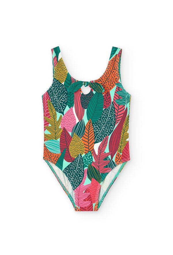 Swimsuit polyamide "leaves" for girl