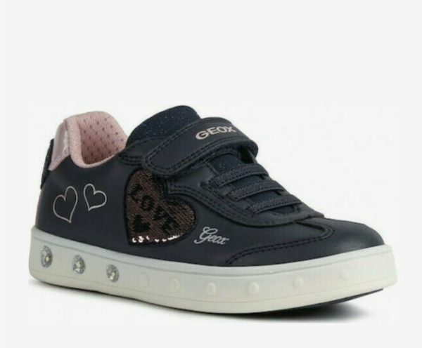 Geox Παιδικά Sneakers Skylin Ανατομικά με Σκρατς & Φωτάκια για Κορίτσι Navy Μπλε J168WD 0BCKN C4002